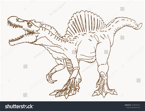 Vector Vintage Sketch Of Spinosaurus Royalty Free Stock Vector