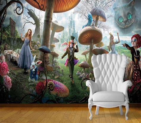 Alice In Wonderland Wall Art Wall Mural Self Adhesive Vinyl Decal Wallpaper Ebay Alice In