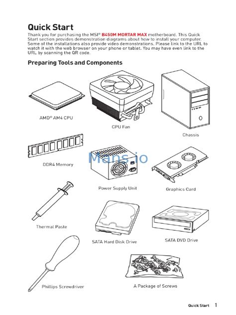 MSI B450M Mortar MAX Manual | PDF