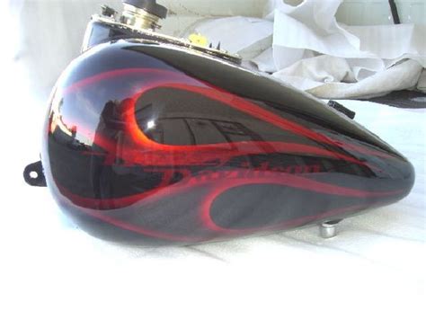 Candy Red Ghost Flames On Black Custom Paint Motorcycle Custom