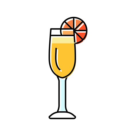 Mimosa Cocktail Glass Drink Color Icon Vector Illustration 19542296