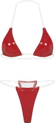 Chictry Womens Sexy Transparent Strap Micro Bikini Set Bra Top Thong Bottom Bathing Suit