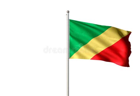 Congo National Flag Waving Isolated White Background Realistic 3d