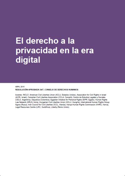 El Derecho A La Privacidad En La Era Digital Cels