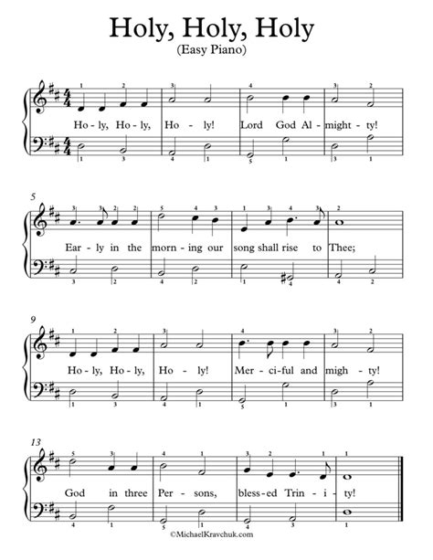 Free Piano Arrangement Sheet Music – Holy, Holy, Holy – Michael Kravchuk