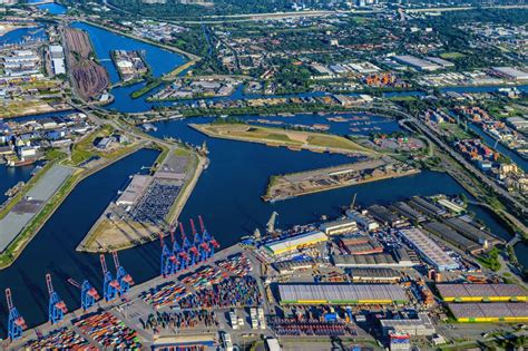 Hamburg Aus Der Vogelperspektive Containerterminal Im Containerhafen