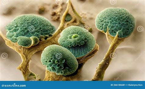 Microscopic Fungi Mycelium Illustration Stock Illustration