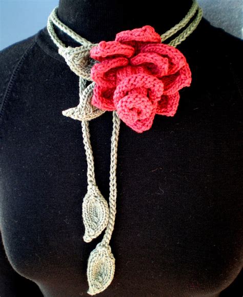 Pdf Flower Knitting Pattern Set Peony Lariat Rose Aster Etsy