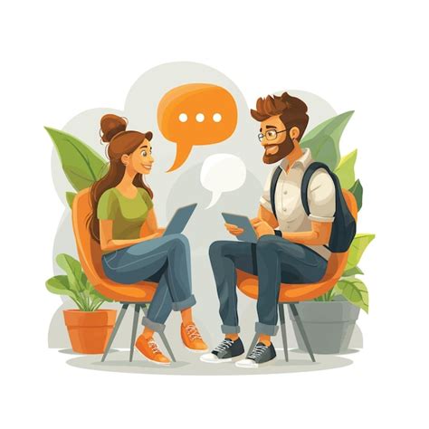 Dialogo Entre Duas Pessoas - Um diálogo entre duas pessoas uma ilustração plana isolada em um fundo ...
