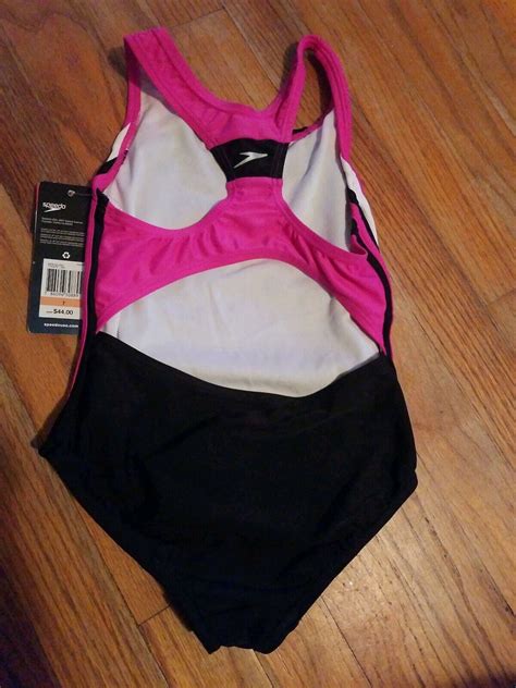 New~ Speedo Girls Infinity Splice One Piece Swimsuit Swim Suit Size