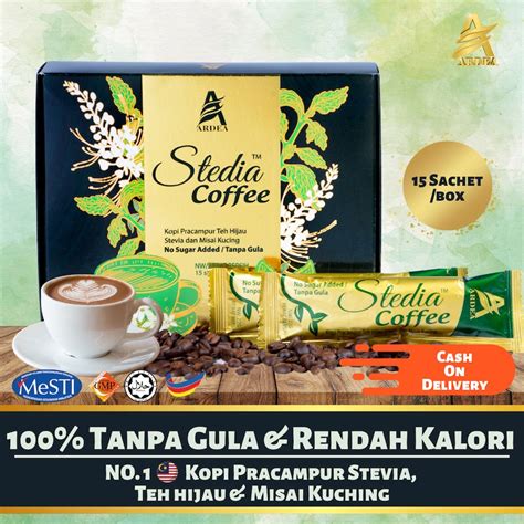 Stedia Coffee By Ardea Kopi Pracampur Stevia Teh Hijau Dan Misai