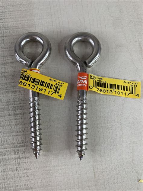 Lot Of 2 National Hardware N220 798 Stainless Steel Lag Screw Eye 5 16