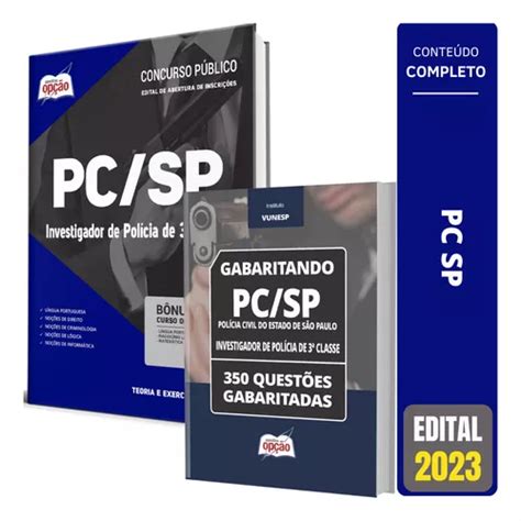 Kit Apostila Investigador De Pol Cia Pc Sp Caderno De Exerc Cios