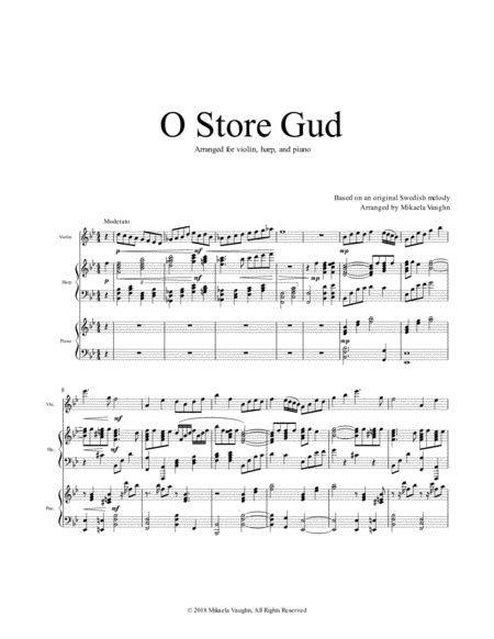 O Store Gud Arr Mikaela Vaughn By Original Swedish Melody Sheet