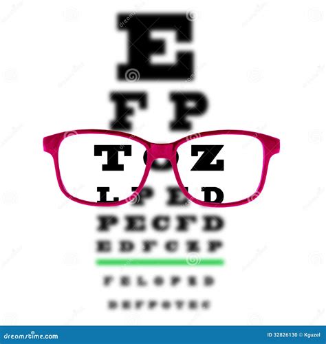 Eye Vision Test Chart Seen Through Eye Glasses, White Background Stock ...