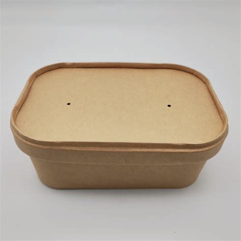 Ml Rectangular Disposable Kraft Paper Bowl Take Away Salad Bowl