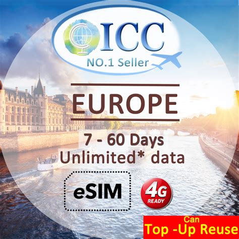 Icc Esim Europe Uk Days Unlimited Data Sim Daily Mb Icc