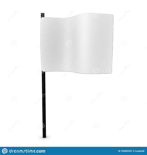 3d Rendening Of White Flag Blowing In The Wind Stock Illustration