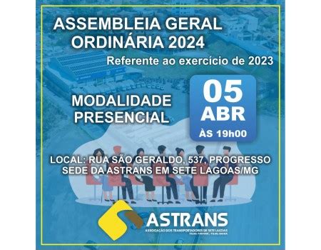 Edital De Convoca O Para Assembl Ia Geral Ordin Ria Do Ano De