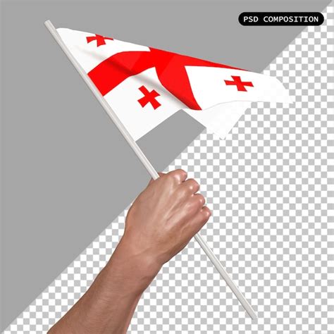 Premium Psd D Hand Hold Country Of Georgia Flag D Render