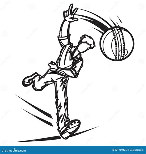 Cricket Sports Bowler In Action Illustration Stock Vector