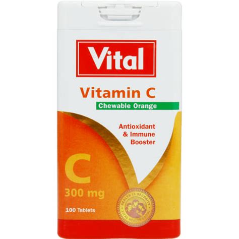 Vital Vitamin C Chewable Antioxidant And Immune Booster Orange 100