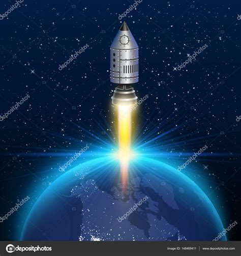 Space Rocket Launch Creative Art Vector Illustration Stock Vector By