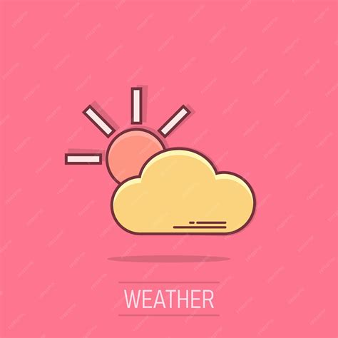 Premium Vector Vector Cartoon Weather Forecast Icon In Comic Style Sun With Clouds Concept