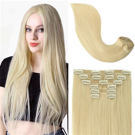 Blonde Clip In Remy Human Hair Extensions Pcs