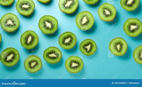 Kiwis Cut Into Smaller Pieces With Black Spots On Them Stock