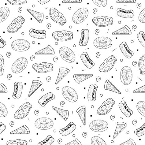 Premium Vector Abstract Doodle Seamless Pattern Hand Drawn Fast Food