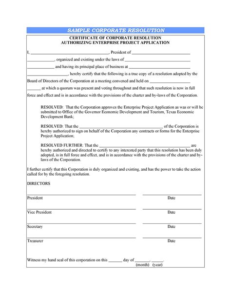 Llc Authorization To Sign Template