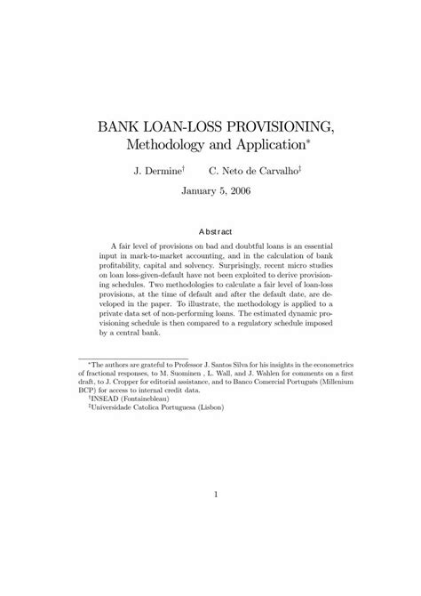 Pdf Bank Loan Loss Provisioning Dermine Dokumen Tips