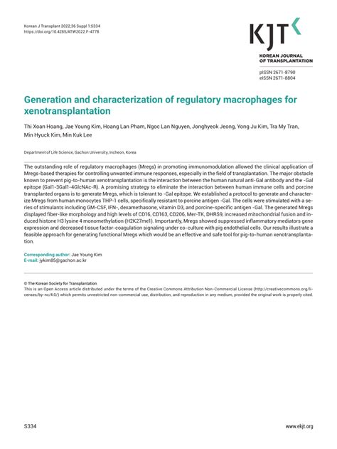 PDF Generation And Characterization Of Regulatory Macrophages For