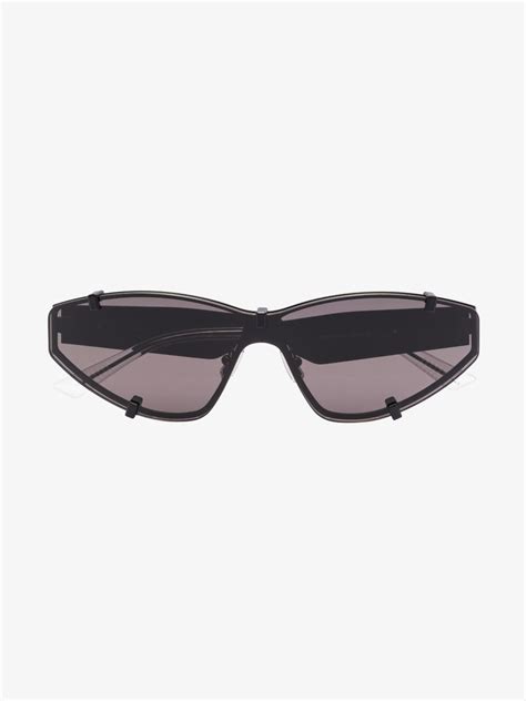 Bottega Veneta Eyewear Black Oversized Cat Eye Sunglasses Browns