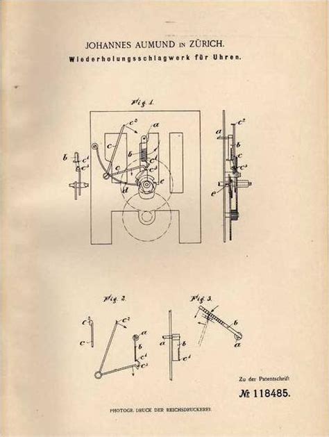 Original Patentschrift J Aumund In Z Rich Schlagwerk F R