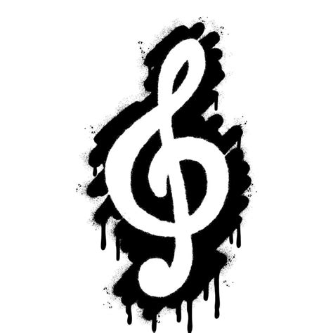 Spray Painted Graffiti Treble Clef Icon Sprayed Isolated With A White Background Graffiti