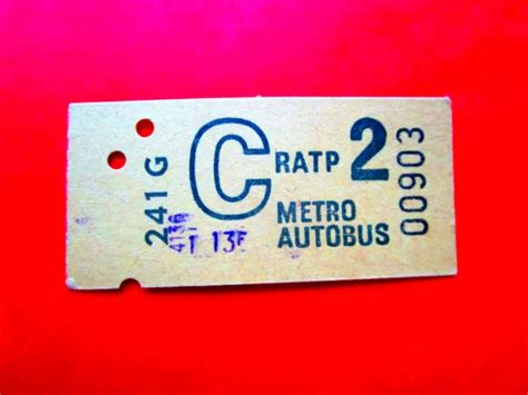 TICKET RATP MÉTRO C PARIS 2 classe PARIS 1973 TBE EUR 1