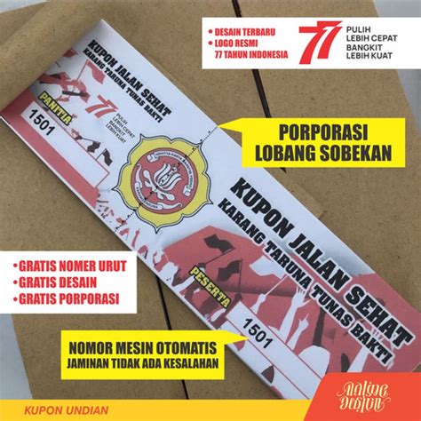 Jual Cetak Kupon Jalan Sehat Kemerdekaan Undian Voucher Tiket Isi 250