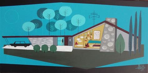 EL GATO GOMEZ PAINTING RETRO ATOMIC RANCH MID CENTURY MODERN EAMES