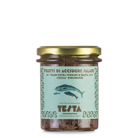 Filetti Di Acciughe Salate In Olio Evo Sicilia Igp Bio 200g Testa