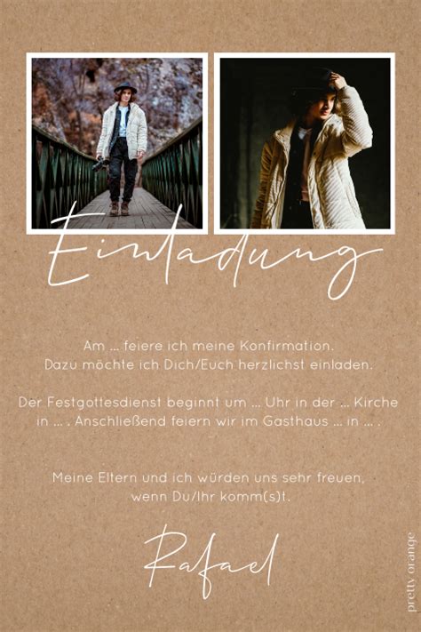 Einladung Zur Konfirmation Mit Fotos Und Taube Im Kraftlook