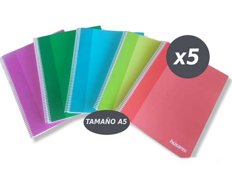 Cuaderno A5 Espiral Husares 80 Hojas Pack X 5 Rayado Cuadriculado