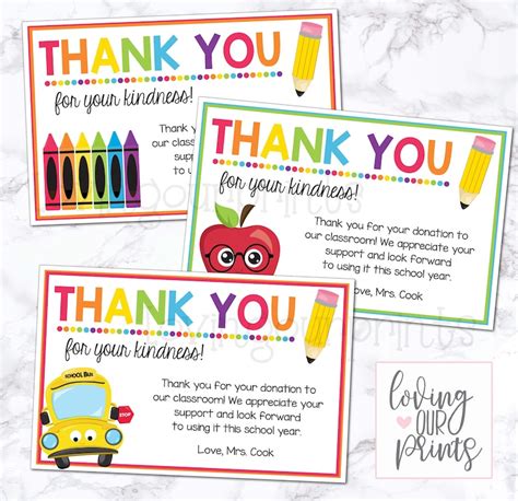 Thank You Note From Teacher Editable Thank You Back To Etsy