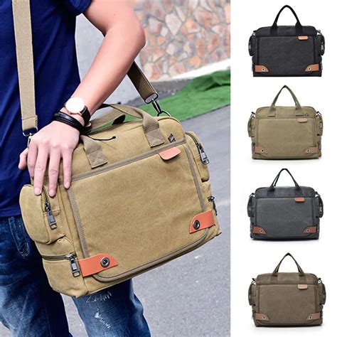 Men's Canvas Messenger Shoulder Bag Crossbody Sling briefcase Bags ...