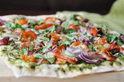 Veggie Pesto Flatbread Pizza Whole Wheat Healthy Ish Honey Whats