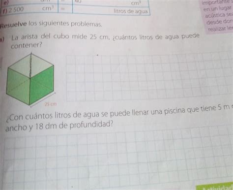 Tres Resuelve Los Siguientes Problemas La Artista De Cubo Mide Cm