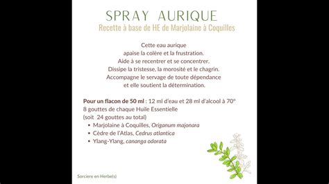 Recette Spray Aurique à la Marjolaine YouTube