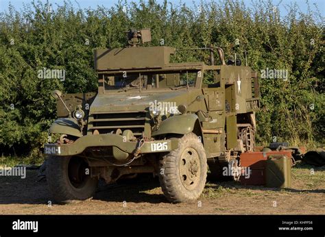 M Half Track Us Army Ww Markings Cosby Victory Show Uk Stock Photo