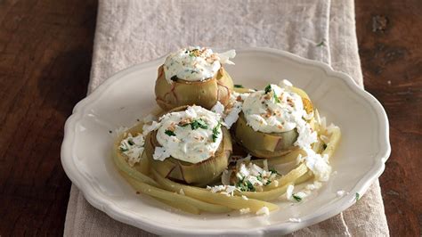 Ricetta Cuori Di Carciofo Ripieni Con Salsa Alla Tahina La Cucina